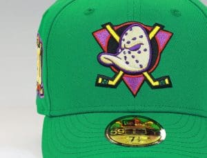 Anaheim Mighty Ducks 30th Anniversary District 5 Solid Green 59Fifty Fitted Hat by NHL x New Era Front