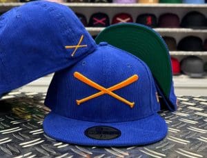 Crossed Bats Logo Corduroy Collection 59Fifty Fitted Hat by JustFitteds x New Era Blue