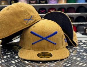 Crossed Bats Logo Corduroy Collection 59Fifty Fitted Hat by JustFitteds x New Era Mustard