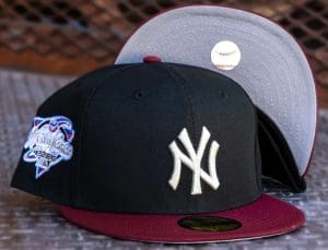 New York Yankees 2000 World Series Black Maroon 59Fifty Fitted Hat by MLB x New Era