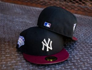 New York Yankees 2000 World Series Black Maroon 59Fifty Fitted Hat by MLB x New Era Back