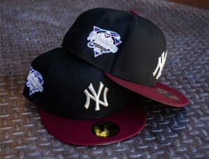 New York Yankees 2000 World Series Black Maroon 59Fifty Fitted Hat by MLB x New Era Patch