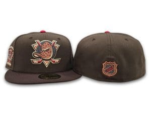 Anaheim Mighty Ducks Inaugural Season Walnut Brown Burnt Wood 59Fifty Fitted Hat by NHL x New Era Back
