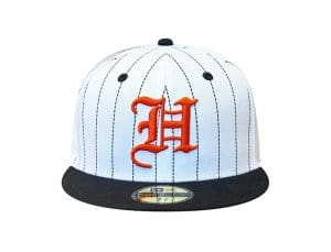 H Pride White Navy Pinstripes 59Fifty Fitted Hat by Fitted Hawaii x New Era Front