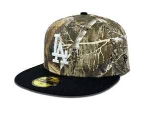 Los Angeles Dodgers 60th Anniversary Realtree Black 59Fifty Fitted Hat by MLB x New Era Front