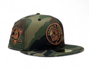 Anaheim Ducks Woodland Camouflage 59Fifty Fitted Hat by NHL x New Era Front