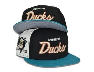 Anaheim Ducks Black Chrome Teal 59Fifty Fitted Hat by NHL x New Era