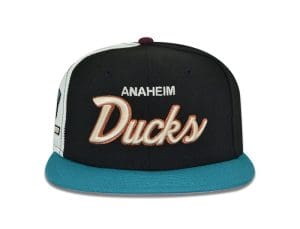 Anaheim Ducks Black Chrome Teal 59Fifty Fitted Hat by NHL x New Era Front