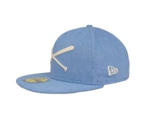 Crossed Bats Logo Light Blue Denim 59Fifty Fitted Hat by JustFitteds x New Era Left