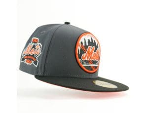 New York Mets Skyline Logo 40th Anniversary Graphite 59Fifty Fitted Hat by MLB x New Era Front