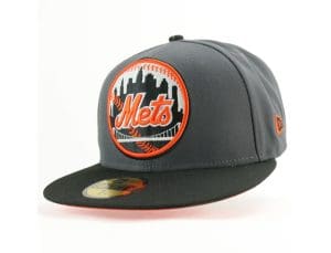 New York Mets Skyline Logo 40th Anniversary Graphite 59Fifty Fitted Hat by MLB x New Era Left