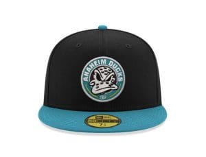 Anaheim Ducks Inaugural Season Black Teal 59Fifty Fitted Hat by NHL x New Era
