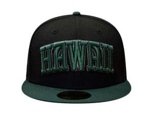 Wesn Black Dark Green 59Fifty Fitted Hat by Fitted Hawaii x New Era
