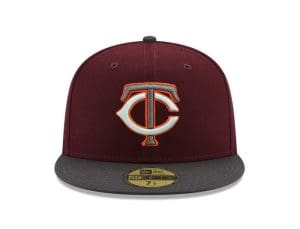 Minnesota Twins Bomba Squad Maroon Graphite 59Fifty Fitted Hat by MLB x New Era