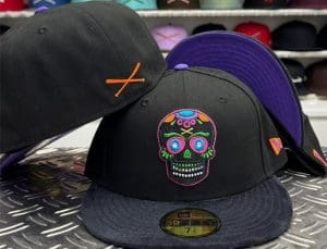 Sugar Skull Logo Black Purple 59Fifty Fitted Hat by JustFitteds x New Era