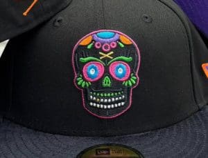 Sugar Skull Logo Black Purple 59Fifty Fitted Hat by JustFitteds x New Era Front