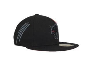 Black Cat Black Red 59Fifty Fitted Hat by JustFitteds x New Era Front
