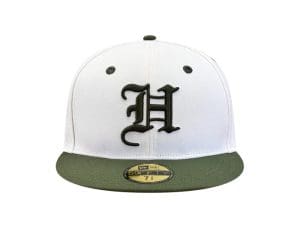 H Pride Chrome Olive 59Fifty Fitted Hat by Fitted Hawaii x New Era Front