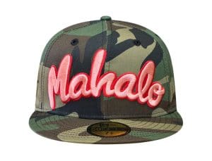 Mahalo Woodland Camo Pink 59Fifty Fitted Hat by Fitted Hawaii x New Era