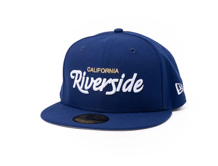 Side Script Hat Riverside Script Royal White Gold 59Fifty Fitted Hat by 1LoveIE x New ...