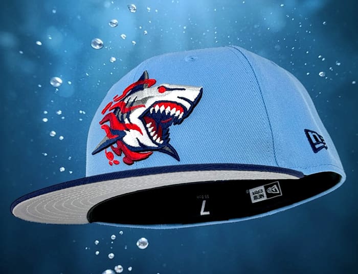 Great White North Shark Sky Blue Light Navy 59Fifty Fitted Hat by Noble ...